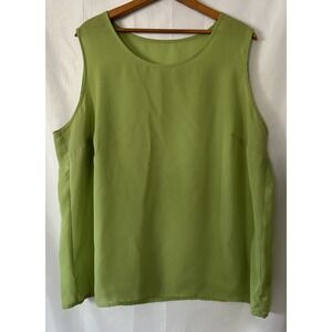 Women's Sleeveless Marble Green Sheer Polyester Tank Top Scoop Neck Top 18-20W
